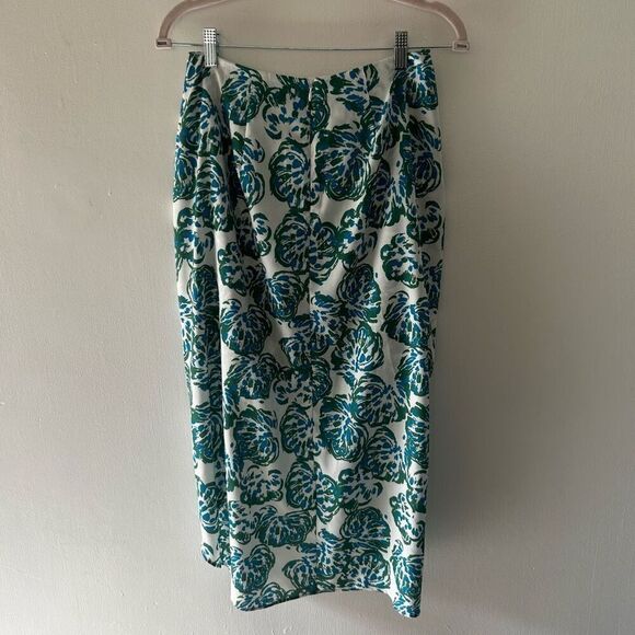 C/MEO Collective Green Asymmetrical Midi Length Skirt Size S tropical botanical - Picture 4 of 11